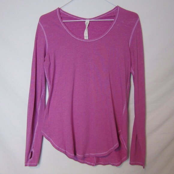 Lululemon Yogini 5 Year Long Sleeve Tee Striped Raspberry Pink Womens 4 - Picture 1 of 5